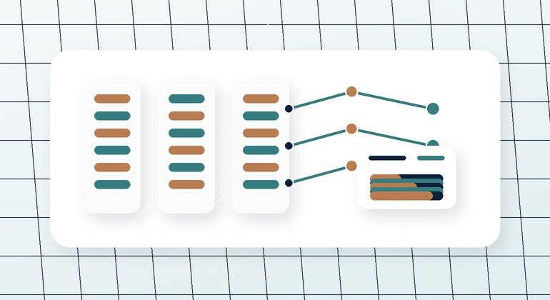 Abstract data warehouse foundation with source systems flowing into governed reporting layers.