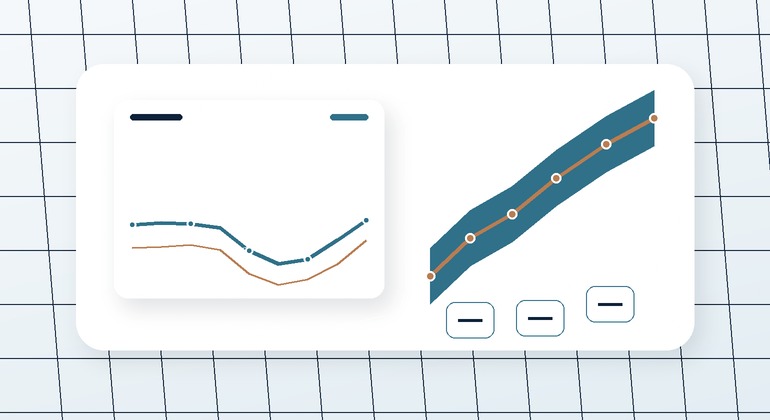 Forecasting interface with trend lines, confidence bands, and planning signals.