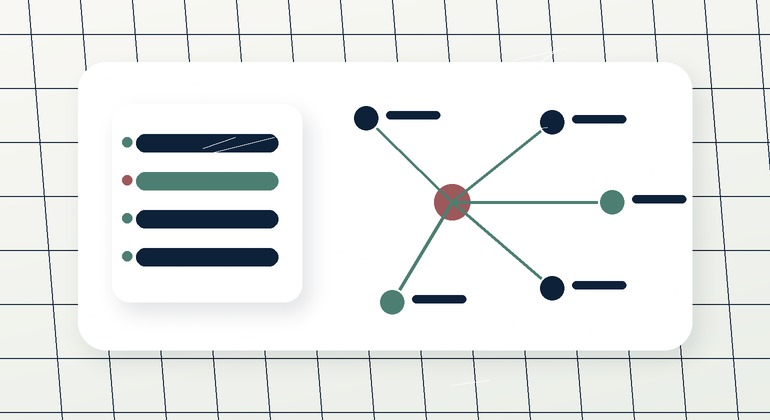 Decision model visualization with ranked options and branching recommendation paths.